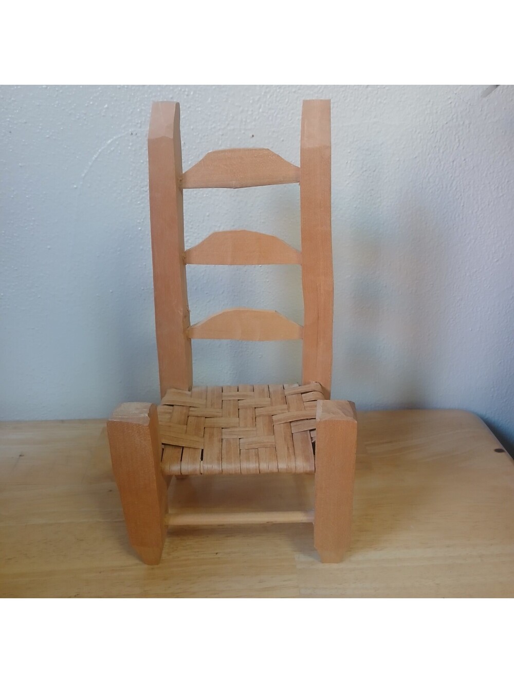 Vintage Unfinished Farmhouse Doll Rocking Chair Ladder Back 12" Tall 5" Wide